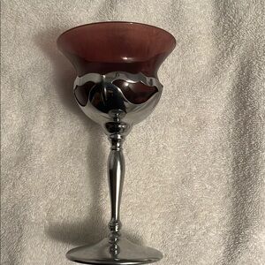 Purple and Silver Stemware Wine Glass